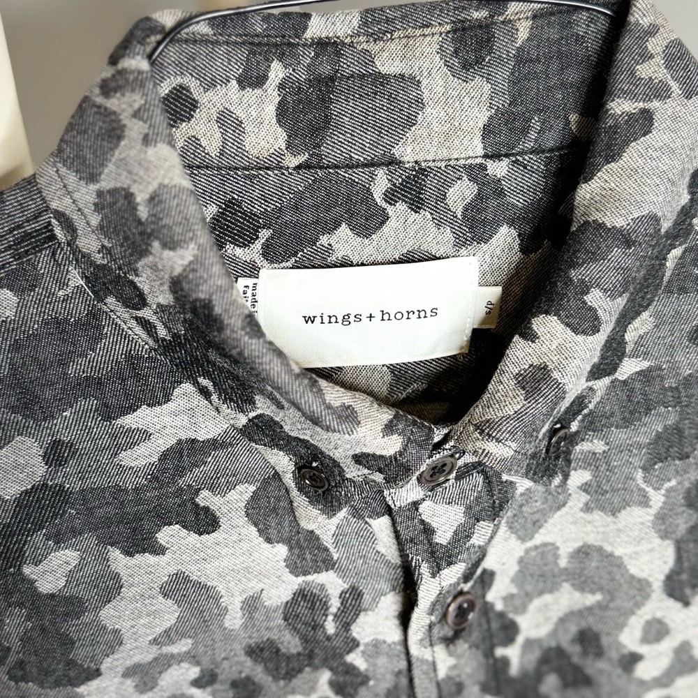 Wings + Horns Gray Camouflage Button-Down Shirt - Picture 7 of 8